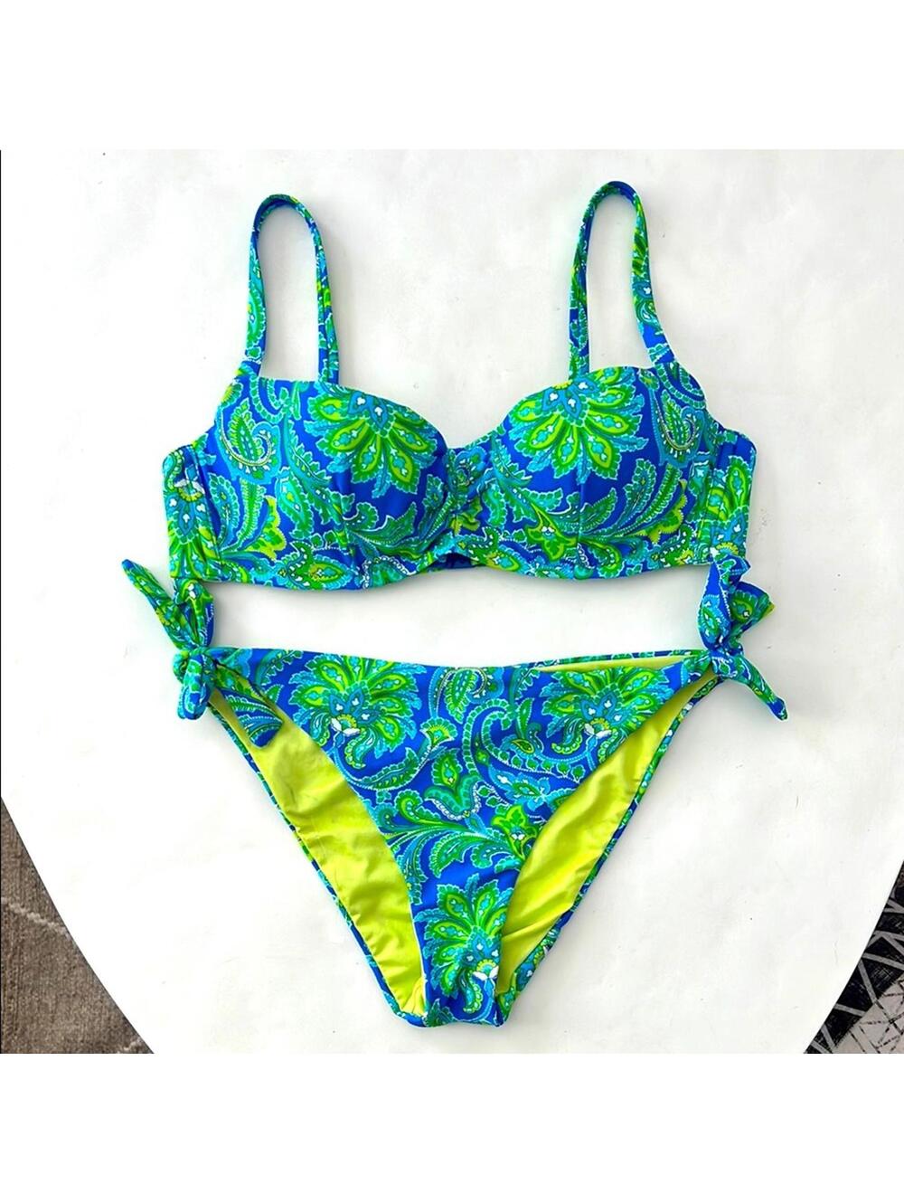 Paisley Blue & Green Underwire Bikini Set